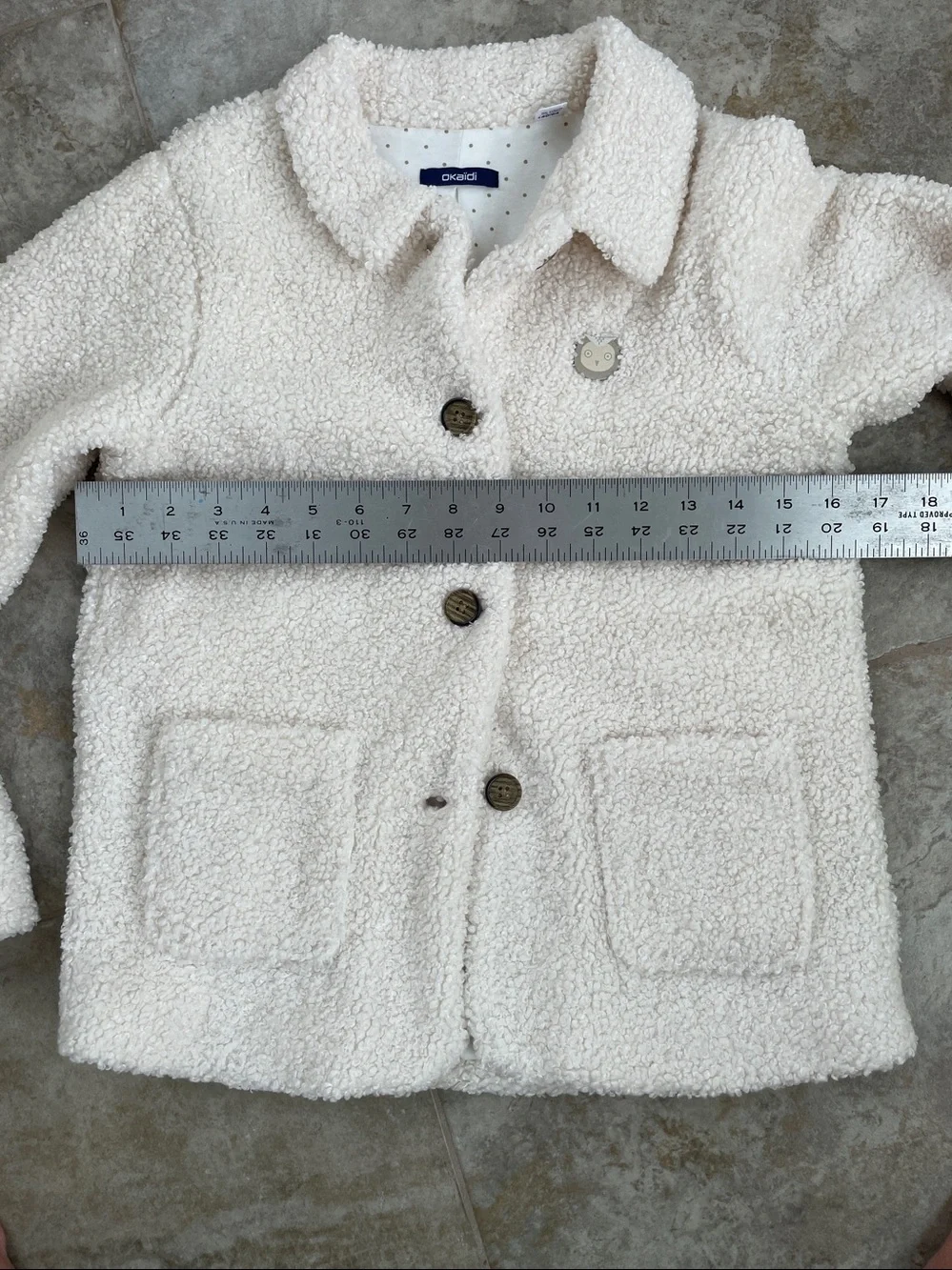 Okaidi Girls cream Teddy Jacket